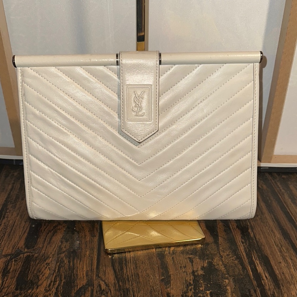 Yves Saint Laurent Cream Clutch